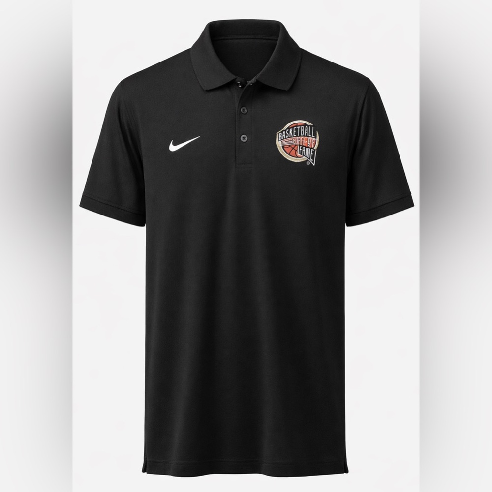 Nike Dri-Fit Golf Polo NBA Basketball Hall of Fame Sz Lg BLACK